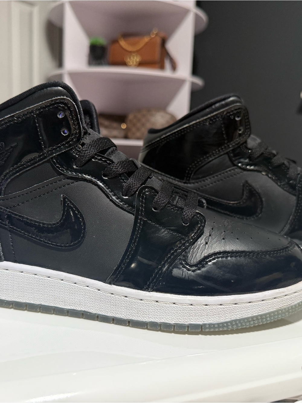 Nike Kids Black High-Top Patent Leather Sneakers